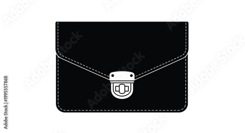 Simple black and white illustration of a classic envelope clutch purse