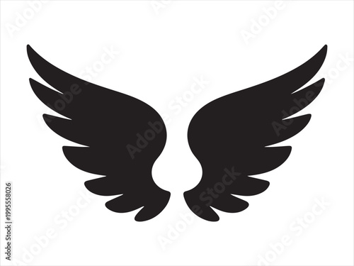 Angel wings silhouette clip art vector illustration, feather wing icon design
