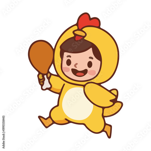 Cute Child in Chicken Costume