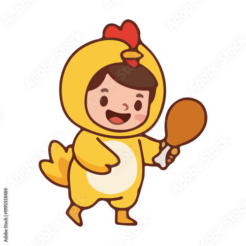 Cute Child in Chicken Costume