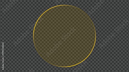 golden Liquid Glass Light Frame Button and HUD Interface Isolated on Transparent Background