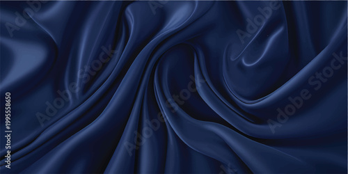 Smooth elegant blue silk fabric background with luxury satin texture and soft rippled waves of draped textile material for fashion decoration