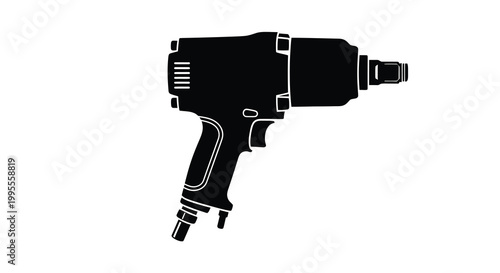 A black silhouette of an air impact wrench a powerful automotive tool