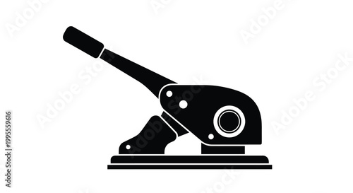 Black and white illustration of a vintage hole punch machine