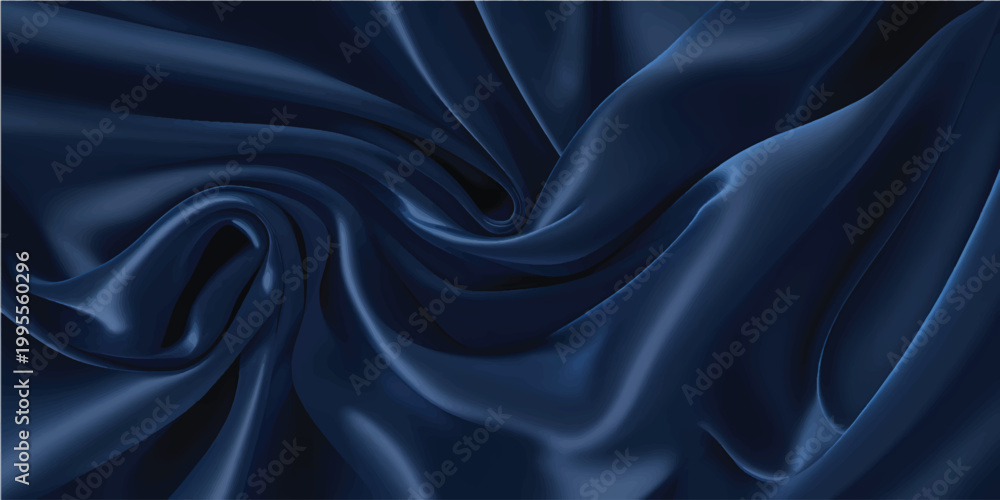 Obraz premium Luxury blue silk fabric texture background with soft wavy folds.