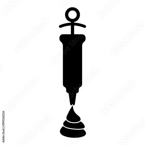 Confectionery syringe icing pastry cream swirl custard whipped icon black color vector illustration image flat style