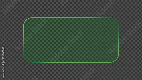 Green Liquid Glass Light Frame Button and HUD Interface Isolated on Transparent Background