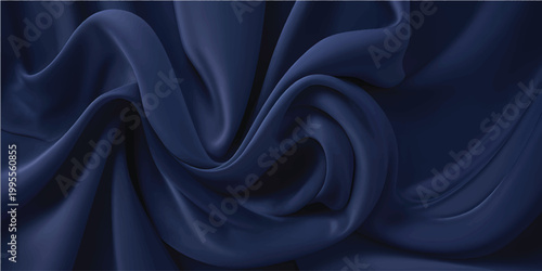 Smooth blue silk fabric background featuring elegant waves of luxury satin material with a soft shiny texture and purple drapery curves for a fashion backdrop