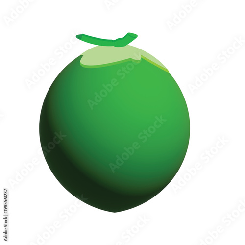 Fresh young green coconut fruit, a tropical delight, isolated on a clean white background, perfect for healthy drink concepts