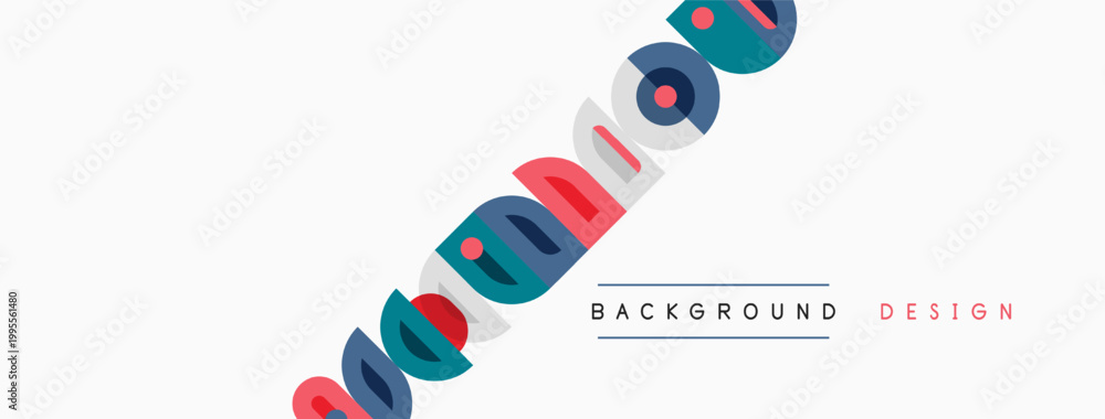 Obraz premium Colorful abstract shapes form diagonal line. Background includes words background, design. Simple, modern aesthetic.