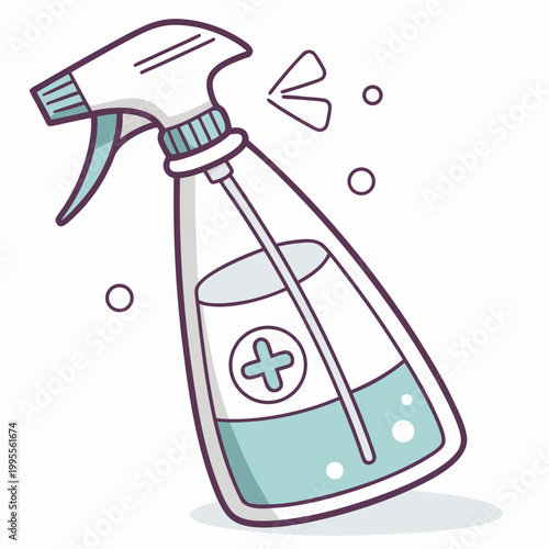 Spray Bottle Cleaning Line Art – Hygiene and Health Black and White Vector SVG