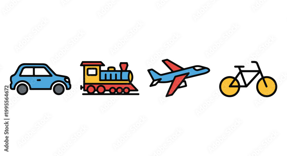 Naklejka premium Transportation Line art vector simple clean illustration
