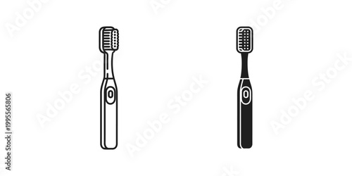 Comparison of manual and electric toothbrushes in black and white illustration