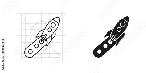 Comparison of a basic and a sleek rocket-powered aircraft design with wings