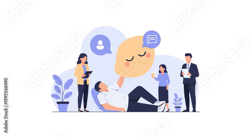 Mental Health Therapy Session: Patient Lying Down with Therapist and Support Staff