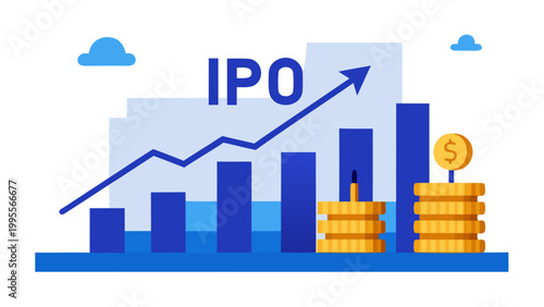 Illustration of a successful initial public offering growth chart
