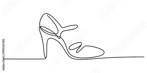 Continuous one line drawing of a stylish high heel shoe