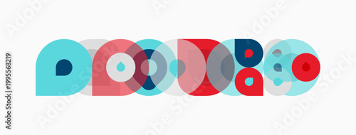 Abstract colorful circles overlap, creating playful geometric pattern. Light background enhances vibrant hues. Simple design.
