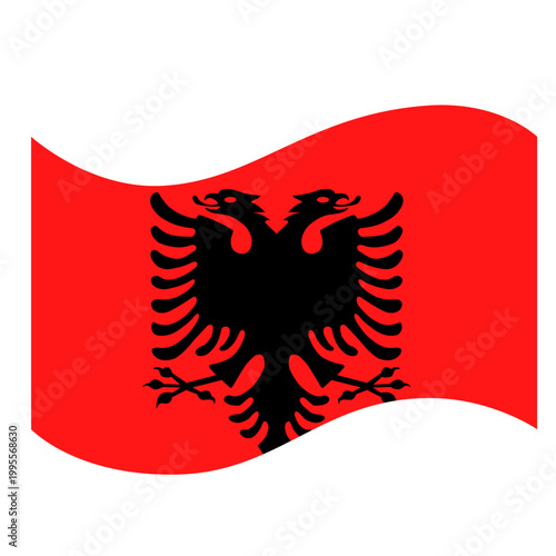 Albanian national flag featuring a bold black double-headed eagle against a red field. Ideal for cultural, patriotic, educational, and international business projects.