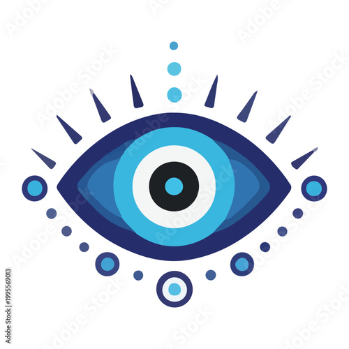 Blue Evil Eye Nazar Talisman Protection Vector Illustration