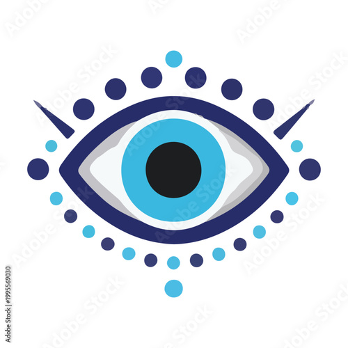 Stylized Blue Nazar Evil Eye Amulet Graphic Illustration