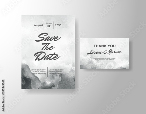 Wedding invitation with abstract splash watercolor