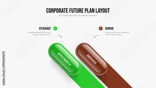 Corporate Campaign Presentation Template Vector Illustration. Market Showcase 2 Step Diagram Frame Design. Advertising Introduction Two Element Infographic Slide Layout.