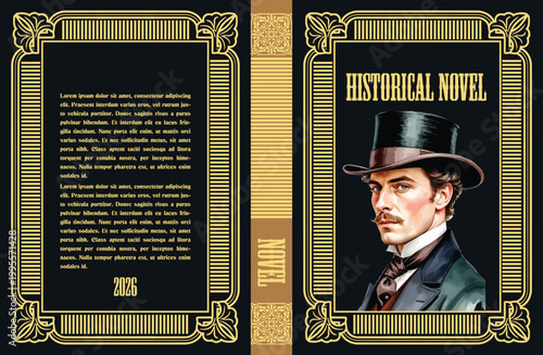 080-37-Full old book cover featuring a man wearing a top hat for a historical novel