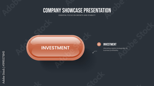 Visual Innovation One Step Infographic Presentation Design. Company Visualization Slide Template Vector Illustration. Marketing Planning 1 Option Diagram Frame Layout.