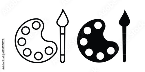 Artist color palette icon - Vector design set