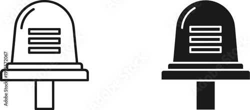Hindu Shiva Lingam icons, sacred religious symbols of Lord Shiva, black and white spiritual vector set for worship