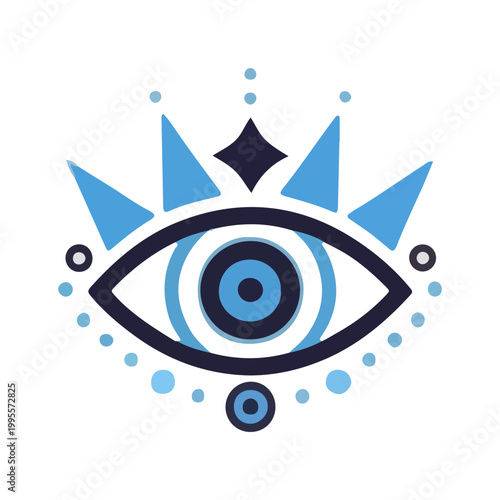 Blue Mystic Evil Eye Protection Amulet Icon Vector