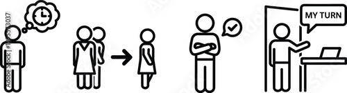 Concept of taking turns, waiting and presentation in business or daily life