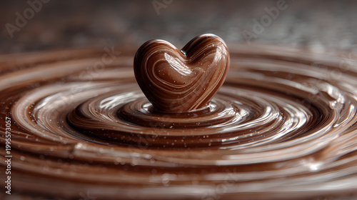 Luxury Valentine's Day Dessert Concept with Glossy Chocolate Heart

