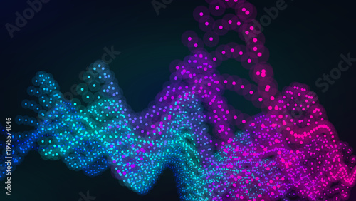 Vibrant Pink and Blue Digital Wave Peaks with Glowing Grid and Tech Motion