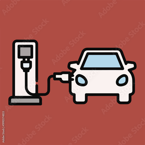 Electric car charging at a station