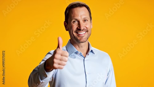 Man Giving Thumbs Up Sign of Approval.