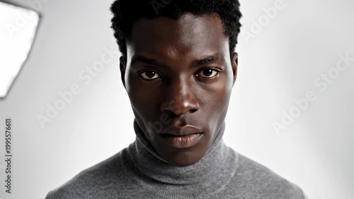 Portrait of a Young Black Man in a Turtleneck.
