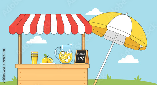 A colorful illustration of a lemonade stand