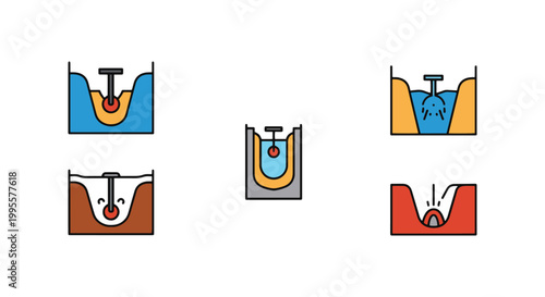 Trench Depth Line art vector simple abstract colorful shapes