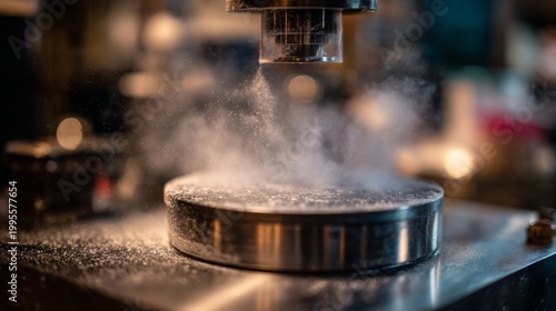 Industrial spray drying tower creating fine mist of milk powder in manufacturing process