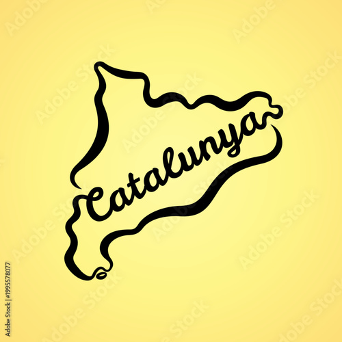 Map of Catalunya - shape and name in Catalan