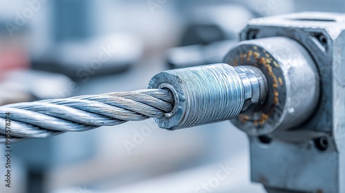 Steel wire rope embedded into a metallic industrial component for structural connection
