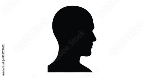 A stark silhouette of a human head and neck in profile showcasing a minimalist design