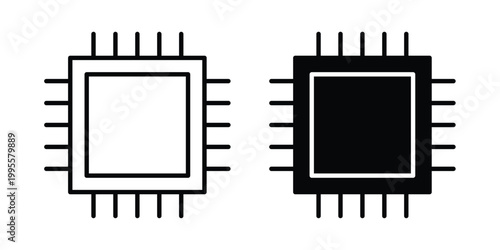 Computer microprocessor icon - Vector design set
