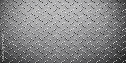 Quadro su tela Seamless industrial diamond plate metal texture background with steel aluminum s