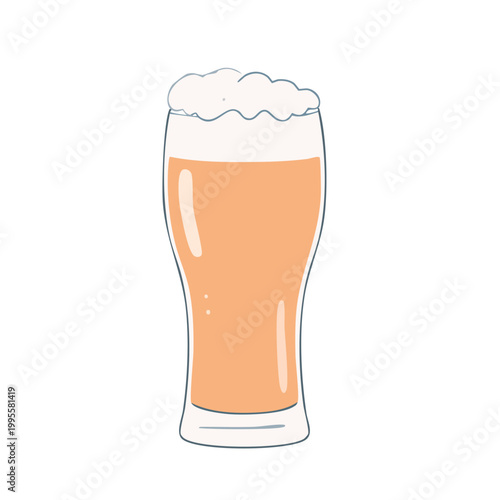 泡立つビールグラスのラインアートイラスト