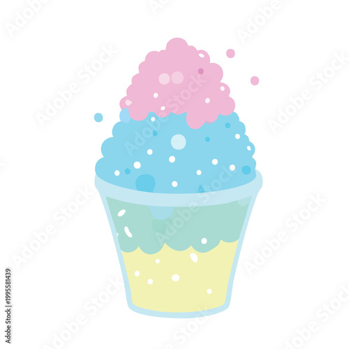 パステルマルチカラーのかき氷フラットイラスト