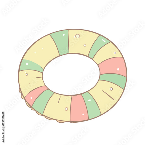 パステルカラーがかわいい浮き輪のフラットイラスト
