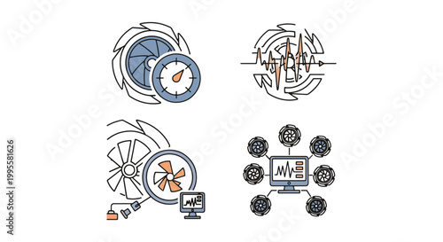 Turbine Monitoring System Line simple abstract colorful vector